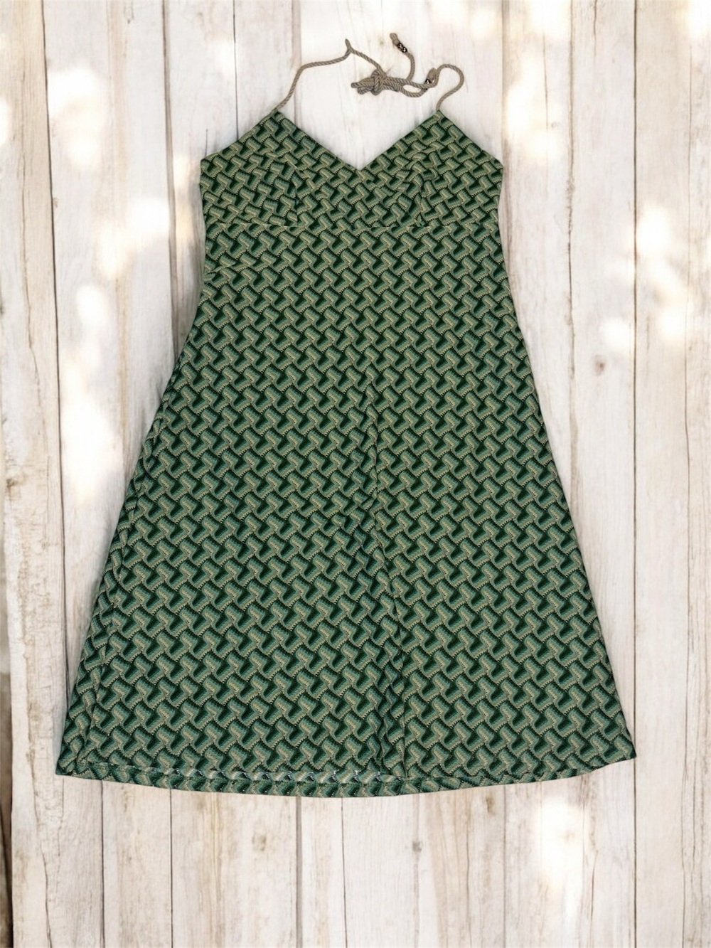 Ann Taylor LOFT Green Crochet Knit Halter Mini Dress 8 y2k